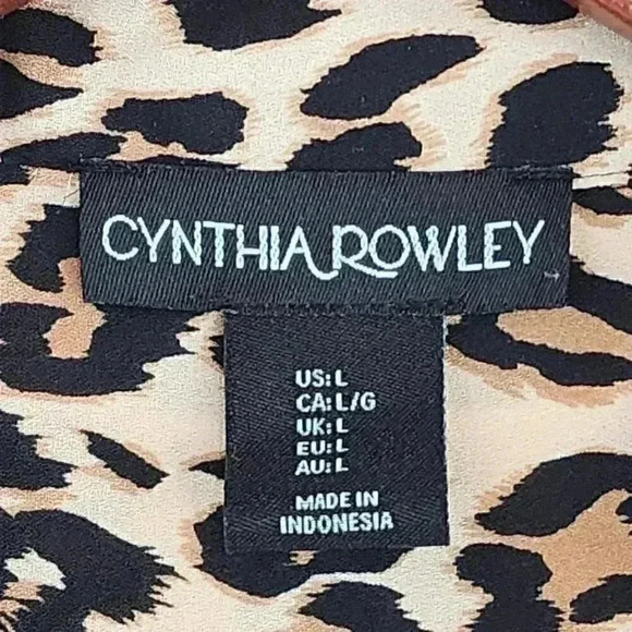 Cynthia Rowley Tiger Animal Print Button Up Long Sleeve Women's Chiffon Blouse L - Picture 5 of 8